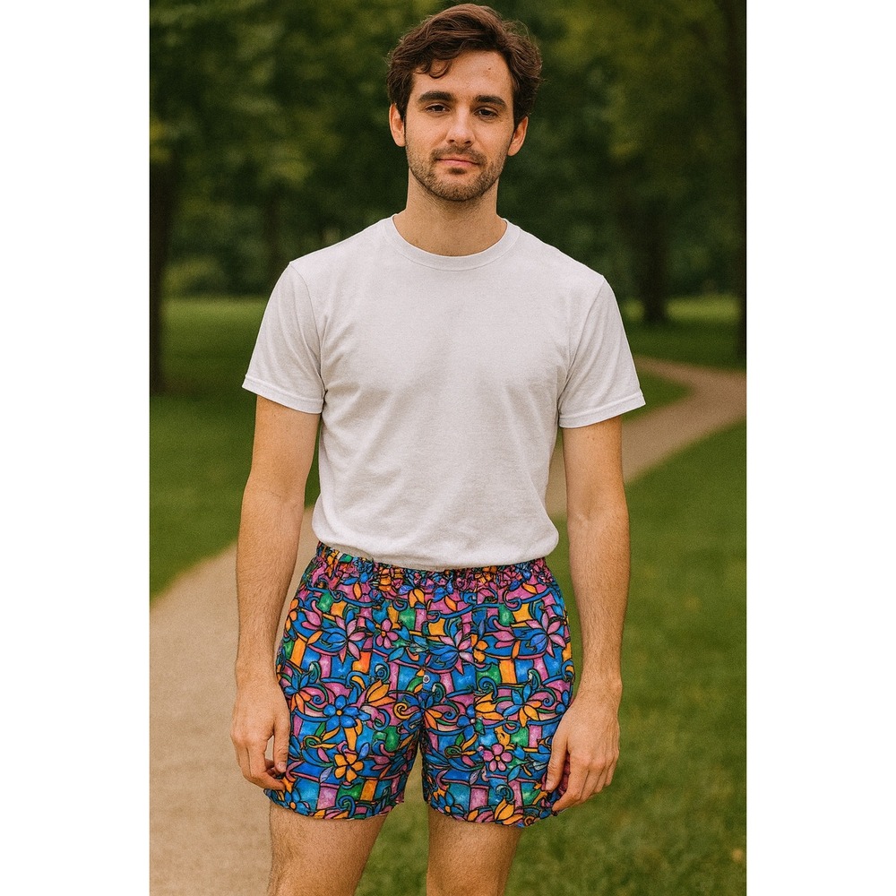 Vintage Special Effects 90s Geometric‎ Bold Bright Shorts Colorful Medium